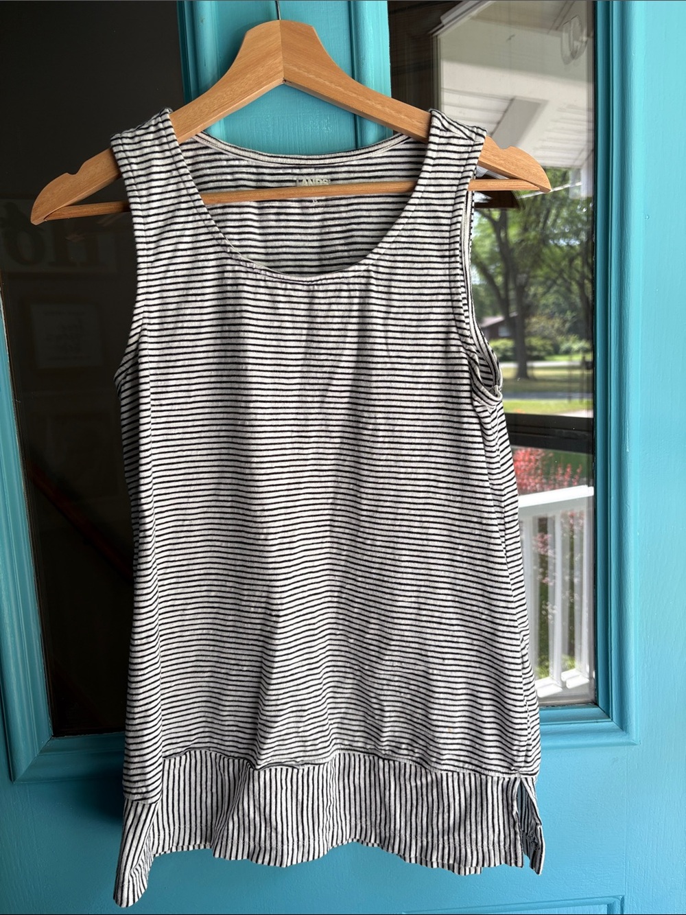 Land’s End Size XS Striped Sleeveless Tank Top - Black & White